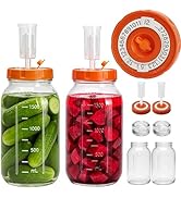 Hersolm 64oz/1.9L Fermentation Jar Kit, 2 Pack Fermentation Kit with Glass Jars, Fermenting Weigh...
