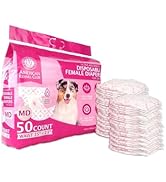 American Kennel Club Female Dog Wrap, Disposable Diapers with Wetness Indicator, Medium, 50 Count