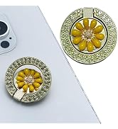 Meroqeel 2 Pack Slim Bling Cute Cell Phone Grip Ring Holder Adhesive Backgrips, Chrysanthemum Bli...