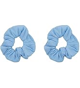 Motique Accessories Solid Scrunchies for Women, Set of 2, Light Blue | Hair Ties for Ponytails &amp; ...