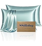 Mulberry Silk Pillow Cases 2 Pack Standard Size with Zipper, Ultra Smooth Soft Breathable Cooling...
