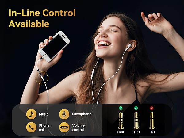 In-Line control available audio apapter
