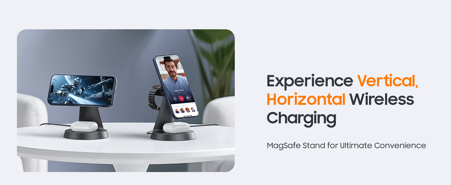 Supports horizontal and vertical charging