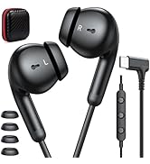 USB C Headphones Wired for iPad Air, 90° Right Angle Type C Earphones with Mic Stereo in Ear Wire...