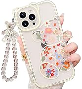 IAIYOXI for iPhone 16 Pro Max Case with Cute Flowers Bear Pattern, Camera Protector, Clear Phone ...