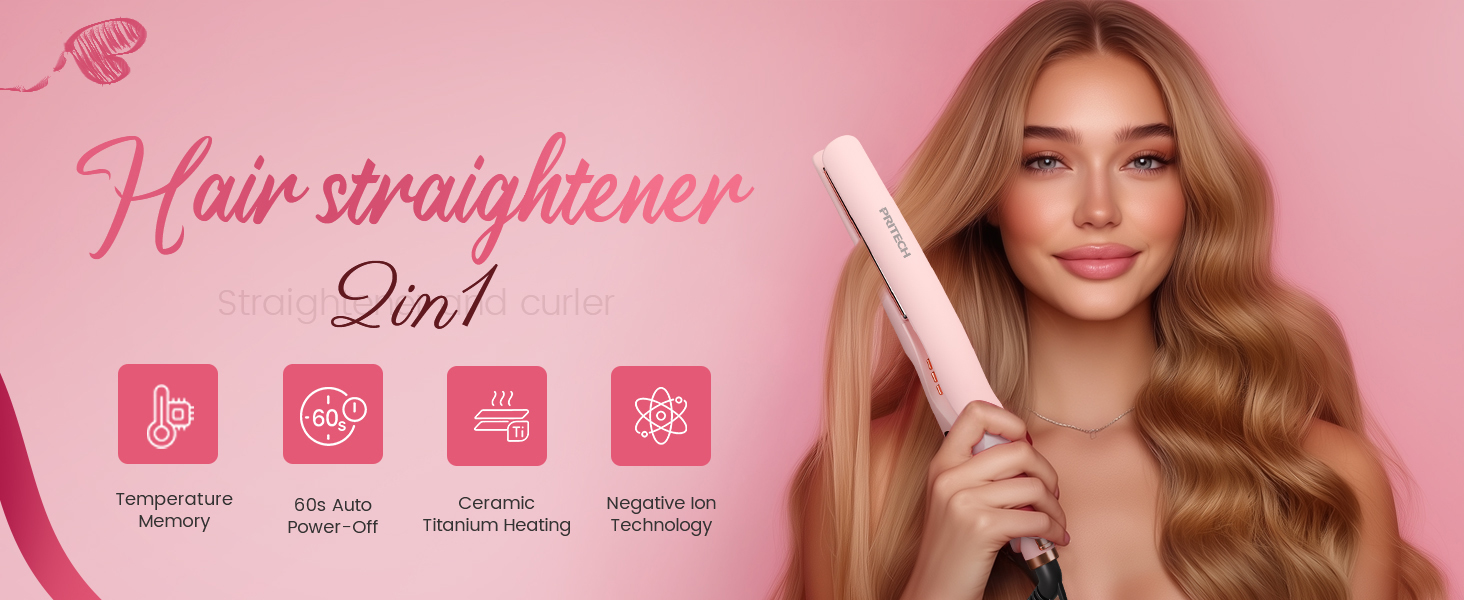 hair straightener flat iron Titanium hair straightener and Curler 2-in-1 flat iron