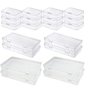 LJY 20 Pieces Mixed Sizes Rectangular Empty Mini Clear Plastic Organizer Storage Box Containers w...