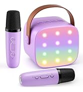 Mini Karaoke Machine with 2 Wireless Microphones, 2026 TOP Kids Portable Bluetooth Karaoke Machin...