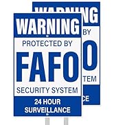 Anobell 2 Pack FAFO Security Sign Reflective Aluminum Metal Signs with Stake,12" x 8" Protected B...