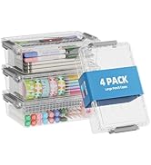 BiuLeon 4 Pack Extra Large Pencil Box, Plastic Pencil Case Organizer, Clear Crayon Box Marker Org...