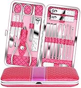 Teamkio 18pcs Manicure Set Pedicure Nail Clippers Set Travel Hygiene Kit Stainless Steel Professi...