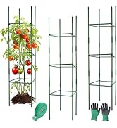 3Pack 12" Width Up to 48" Height Adjustable Square Tomato Cages for Garden, Plant Support Stakes ...