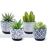 Cerkik Ceramic Succulent Planter Pots - 3.5 Inch Small Flower Pot with Drainage Holes and Saucers...
