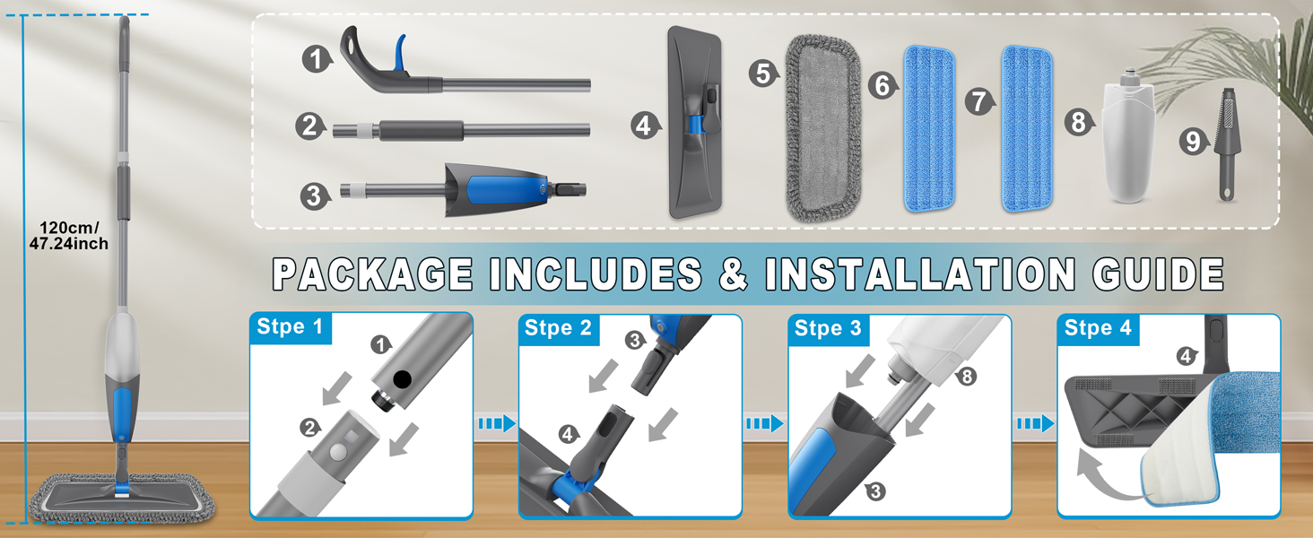 Easy to use spray mop