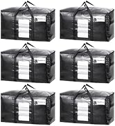 TAILI Extra Large Moving Bags, 6 Pack Black Heavy Duty Totes For Storage with Visible Window, Wra...