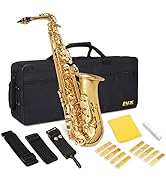LyxJam Alto Saxophone E Flat Brass Sax Kit, Professional Sound, Complete Accessories, Ideal for A...