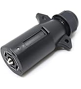 CARROFIX Heavy Duty 7 Way Round RV-Style Trailer Connector - Replacement 7 Pin Trailer Wiring Ada...