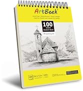 ArtBeek 9x12 inches Sketch Book Top Spiral Bound Sketch Pad 1 Pack 100-Sheets (68lb/100gsm) Sketc...