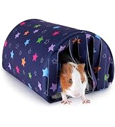 Washable Guinea Pig Tunnel with Curtains - Cozy Hamster Hideout Fit for Small Animals - Soft Acce...