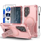 for Samsung S25 Ultra case[Compatible with MagSafe][with 2 * 9H Fingerprint Unlock Glass Screen P...