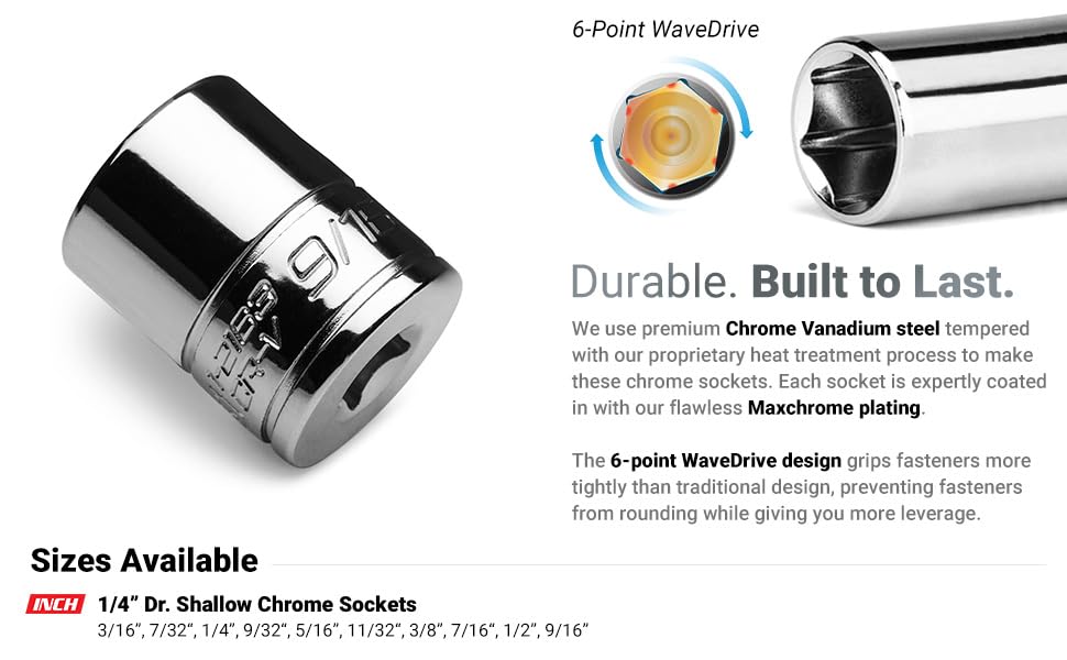 1/4&amp;#34; Dr. Shallow Chrome Sockets