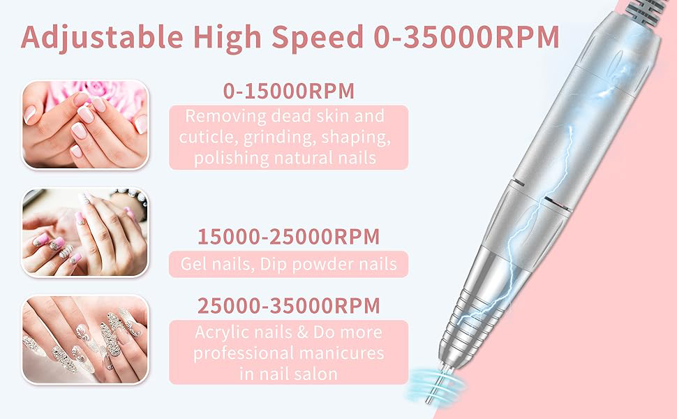 Electric Nail File Professional Kit - Professional 45000RPM Portable Nails Drills Kit
