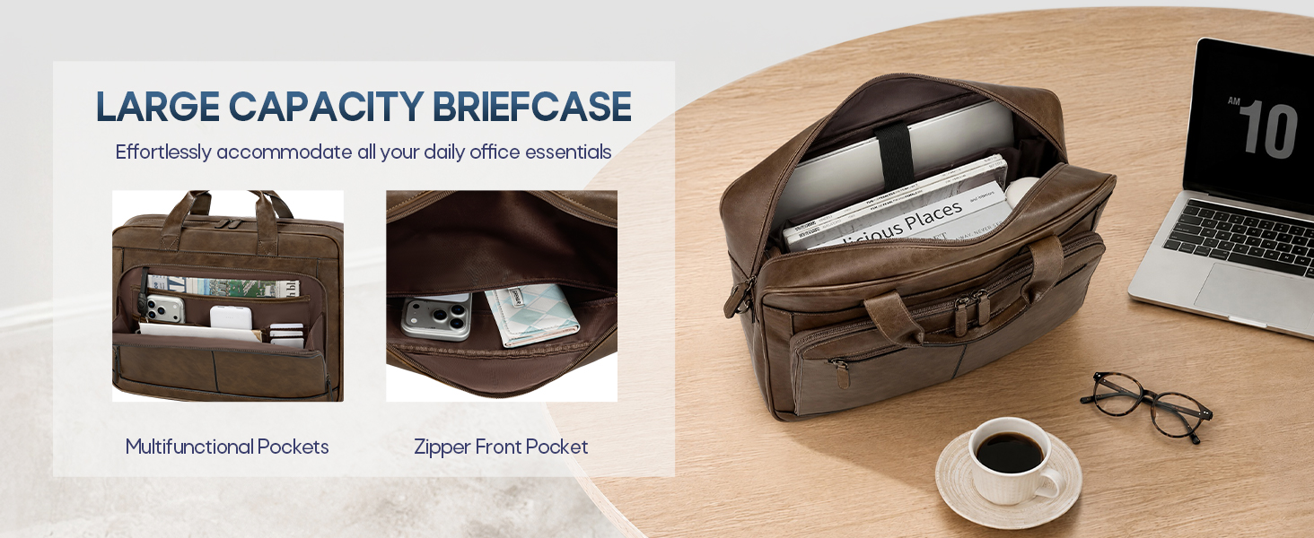 Large Capacity Men&amp;#39;s Laptop Briefcase with Smart Pockets
