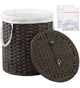 SETVSON Laundry Hamper with Lid Wicker Laundry Hamper Round 26.5 Gal (100 L) Laundry Basket Handw...
