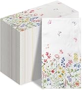 100 Wildflower Flower Napkins Disposable Bathroom Paper Hand Towels Napkins Disposable Decorative...