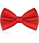 URAQT Men's Bow Tie, Classic Solid Color Pre-Tied Bow Tie for Men Satin Tux Bowtie Set Adjustable...