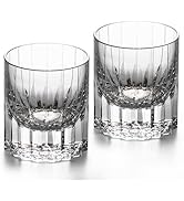 KAMMAK Crystal Whiskey Glasses Set of 2, 7.27oz Old Fashioned Glasses Stemless, Hand Blown White ...