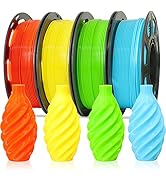 1.75mm 3D PLA Filament 4 in 1 Bundle: Yellow, Orange, Lime Green, Sky Blue, 4 Bright Colors Packe...