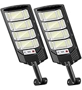 OKPRO Solar Lights Outdoor Waterproof, 320° Wide Angle Solar Street Light, 6500K Solar Flood Ligh...