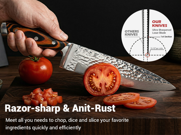 hammered knife set