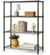 American Dream Home Adjustable 4 Shelves Heavy Duty Steel Rack -Black