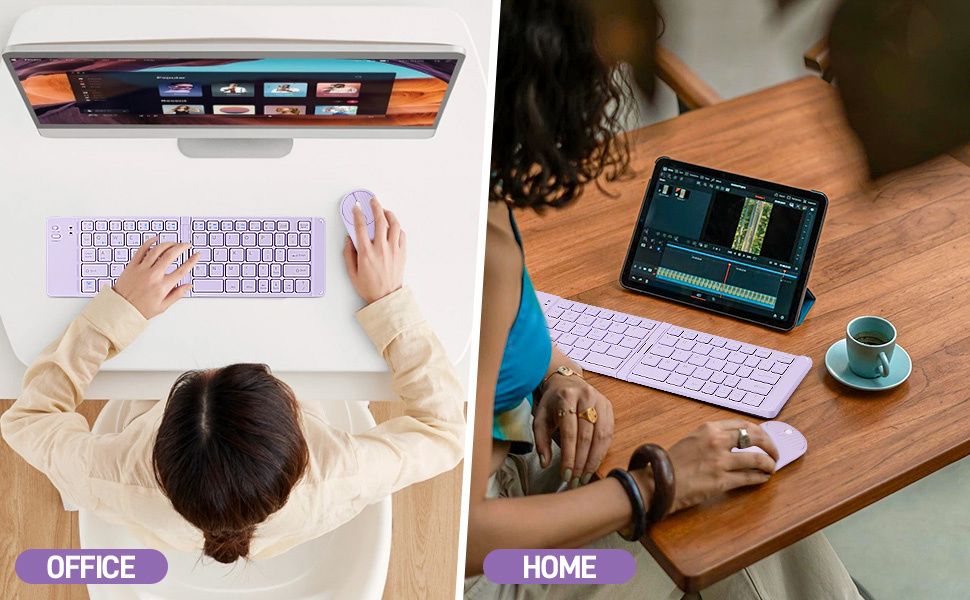 Foldable Mini Rechargeable Bluetooth Keyboard and Mouse Combo,