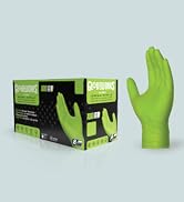 GWGN GLOVEWORKS Green Nitrile Industrial Disposable Gloves with Raised Diamond Texture