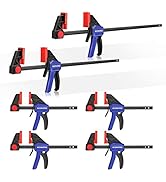 WORKPRO Bar Clamps for Woodworking, 6-Pack One-Handed Clamp/Spreader, 6-Inch (4) and 12-Inch (2) ...