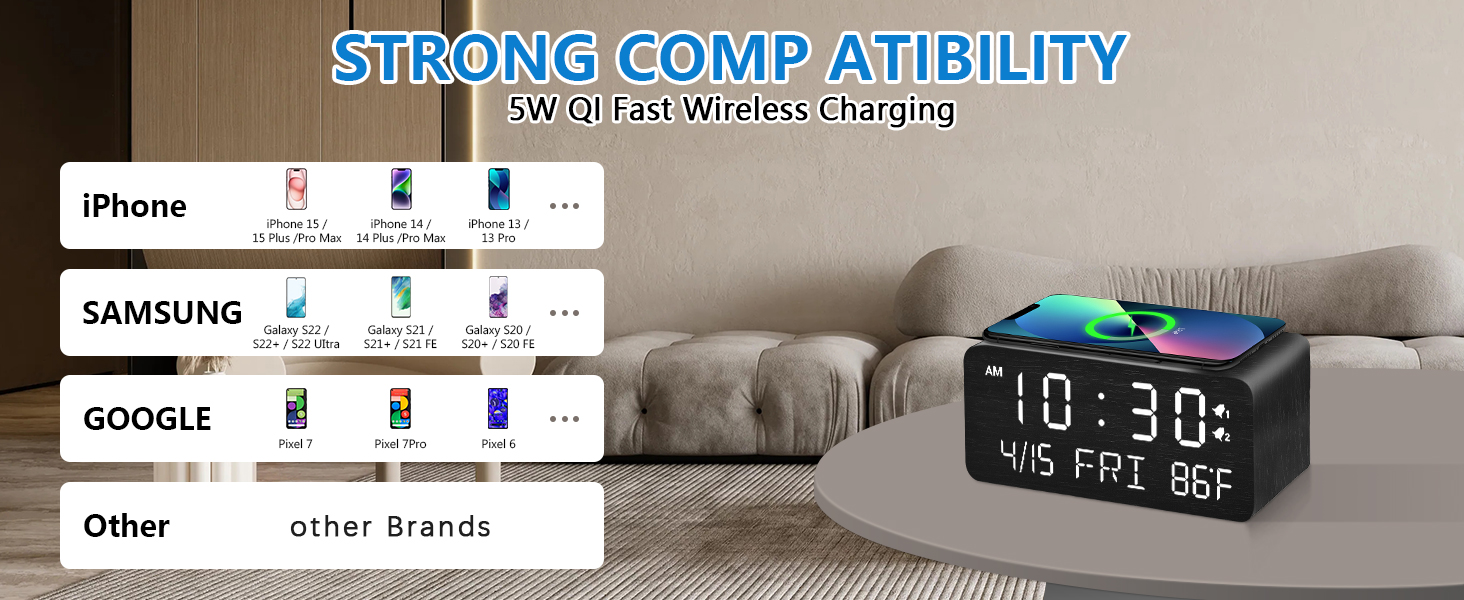 wireless charging clock