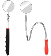 2 Pcs Inspection Mirror, Mechanics Mirror Tool with Long Handle, Round Extendable Mirror on a Sti...