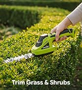 SnapFresh Cordless Grass Shear Bush Trimmer, 2 in 1 Handheld Hedge Trimmer(0.31"), 7.2V Electric ...