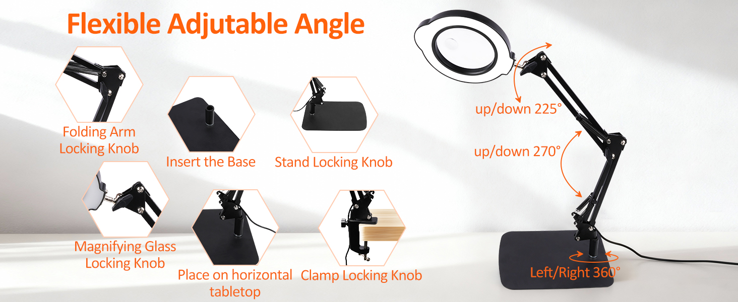 Magnifying Glass with Light and Stand, Real Glass LED Lighted Magnifier