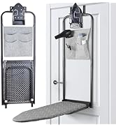 Over The Door Ironing Board 14x42 inches with Iron Holder and Pocket Storage Bag, Hanging Iron Bo...