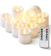 Homemory 12Pack 400+Hour Remote Control Flameless Candles, 2/4/6/8H Timer Led Votive Candles, Bat...