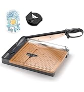 12'' Wood Guillotine Paper Cutter, Heavy Duty Wood Base Paper Trimmer with 32 Sheets Capacity Pap...