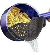 AUOON Clip On Strainer Silicone for All Pots and Pans, Pasta Strainer Clip on Food Strainer for M...