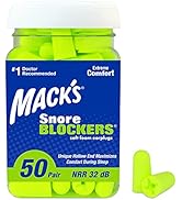 Mack’s Snore Blockers Soft Foam Earplugs, 50 Pair – 32 dB High NRR, 37 dB SNR – Comfortable Ear P...