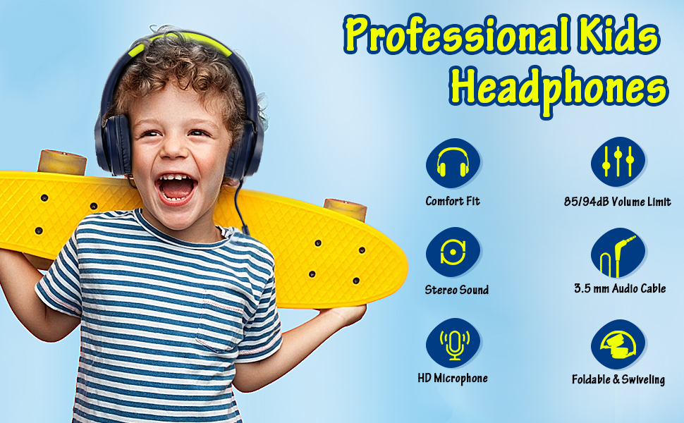 Voopwink Kids Headphones with Microphone for school