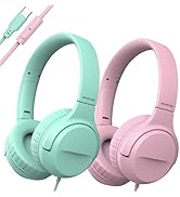 INFURTURE 2 Packs Kids USB C Headphones for School,Wired Type C Kids Headphones fpr Boys Girls wi...