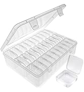 Mathtoxyz Bead Organizer Box, 31Pcs Small Bead Organizers and Storage Plastic Cases Mini Clear Be...